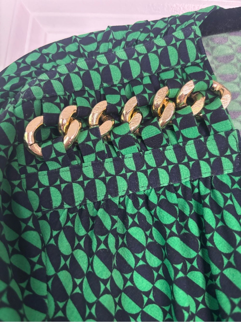 MICHAEL Michael Kors Embellished Draped Blouse Green - Picture 5 of 5